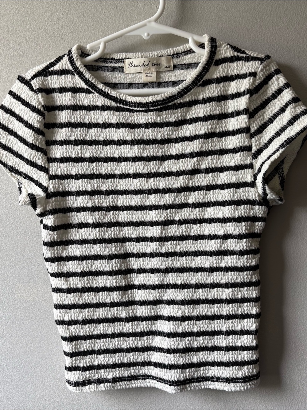 Black and White Striped Short-Sleeve Top